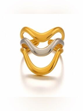 Two Tone Wavy Statement Ring | Gold IP Stainless Steel